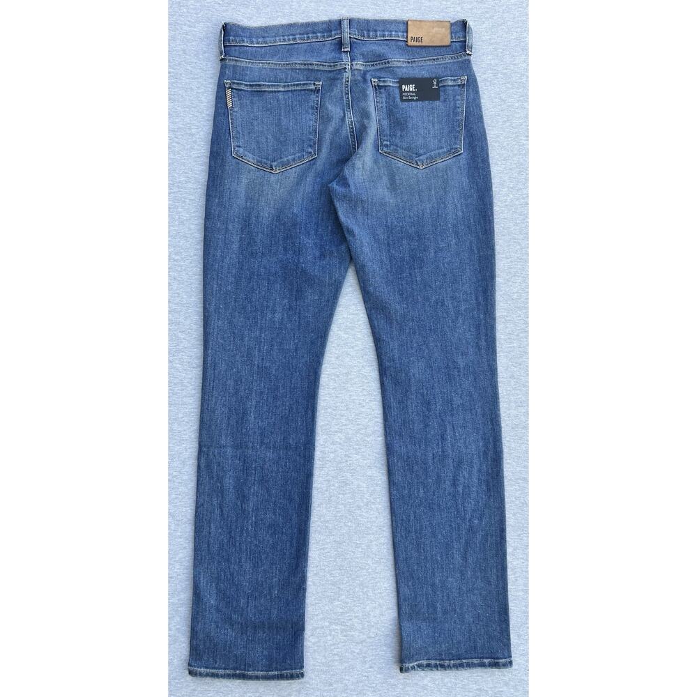 PAIGE Federal Slim Straight Stretch Jeans Medium Wash Blue 32 x 32 NWT - Picture 11 of 11